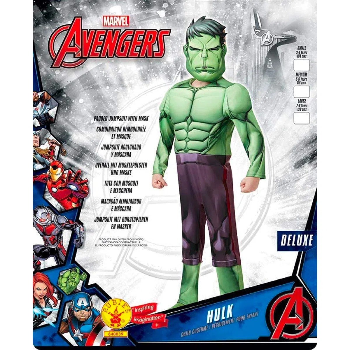 Rubie's, costume ufficiale Marvel Avengers Hulk, per bambini, costume da supereroe