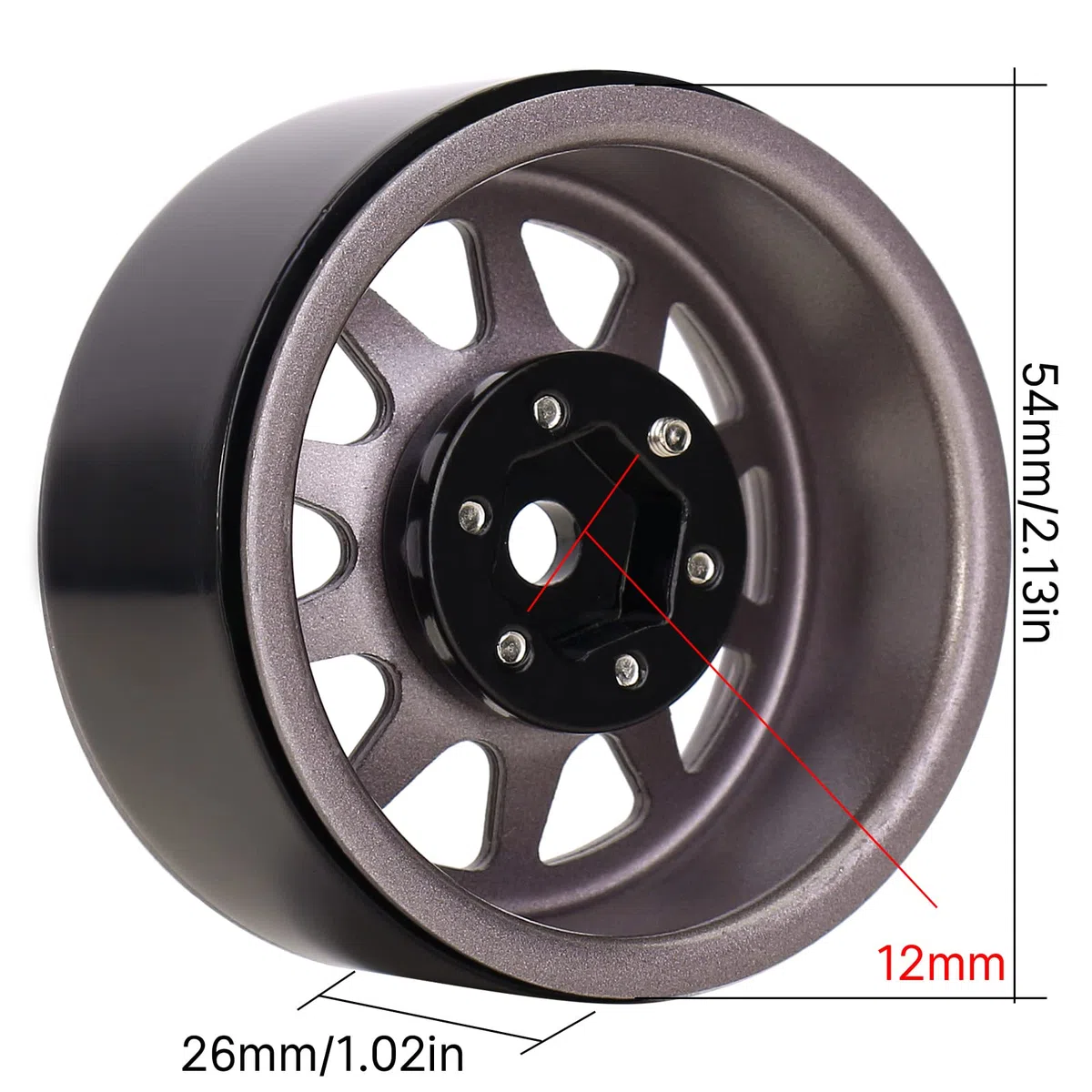INJORA 1.9 Cerchi Ruota Beadlock per 1:10 RC Crawler Axial SCX10 90046 SCX10 III AXI03007 Traxxas TRX4 Redcat GEN8,Lega Metallica,107g/pz (Grigio)