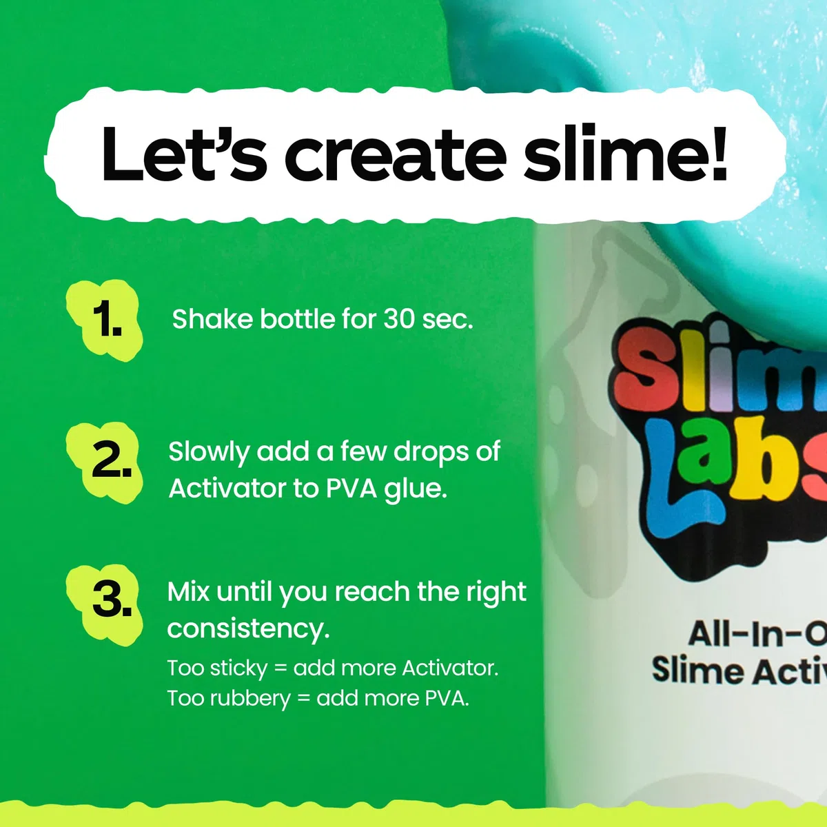 Kit attivatore per slime, colle e slime, soluzione all-in-one atossica, materiale scolastico, progetti artistici e artigianali, PVA e attivatore per slime, prodotto nel Regno Unito (colla per slime da