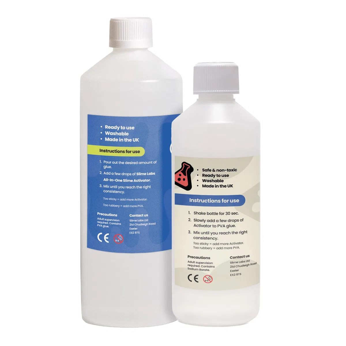 Kit attivatore per slime, colle e slime, soluzione all-in-one atossica, materiale scolastico, progetti artistici e artigianali, PVA e attivatore per slime, prodotto nel Regno Unito (colla per slime da