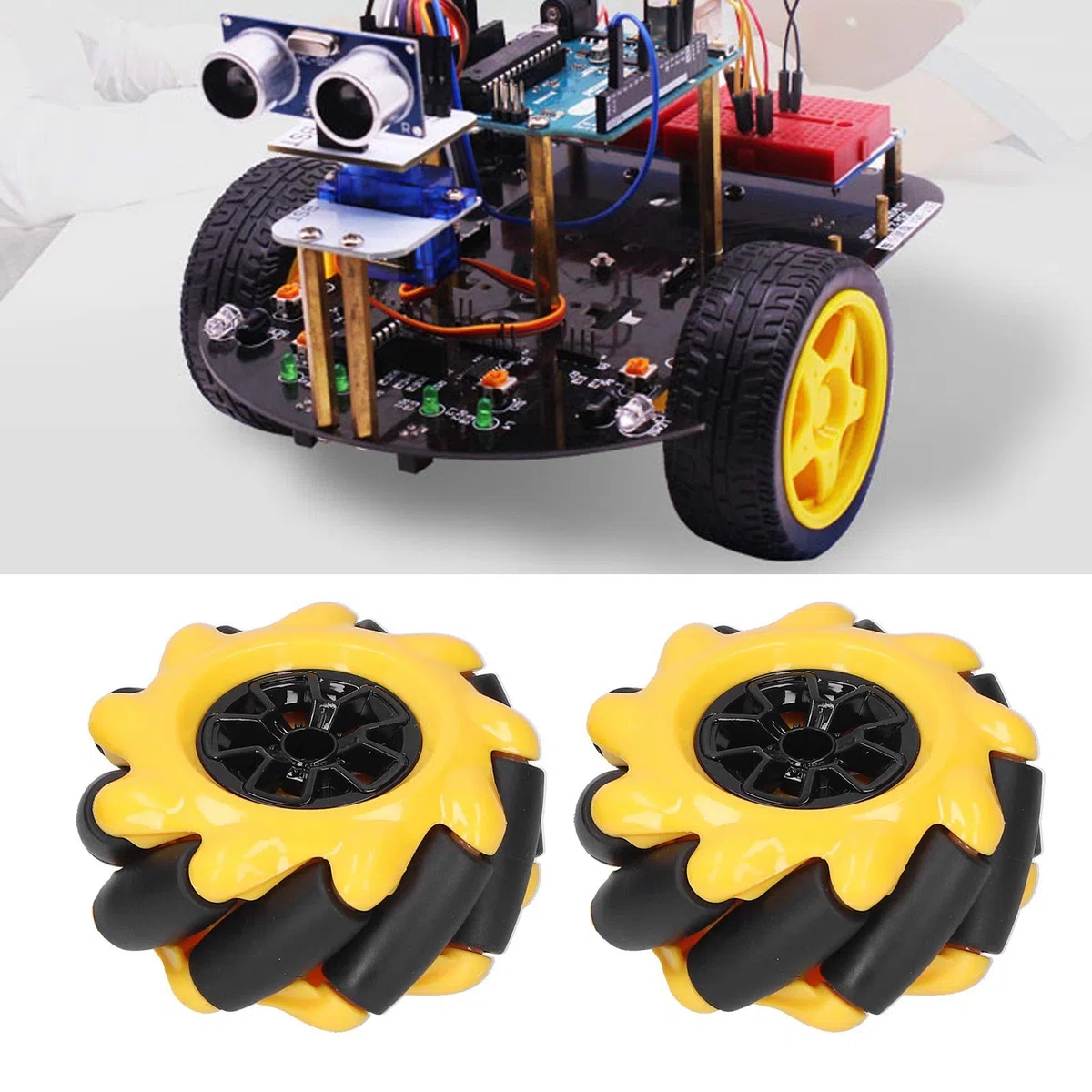 Ruota Mecanum, ruota omnidirezionale da 60 mm Ricambi auto robot intelligenti Accessori Componenti giocattolo fai-da-te(2 Pairs)