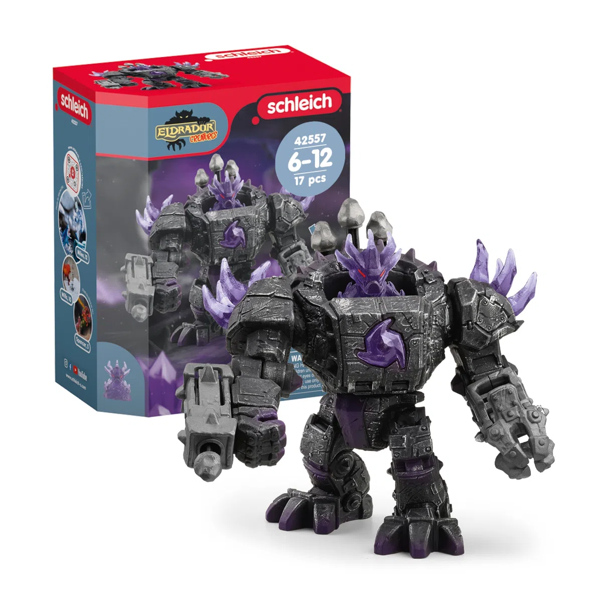 SCHLEICH ELDRADOR CREATURES | Robot Master delle Ombre 42557 con Mini Creature | Con funzione di tiro, vano segreto e busto rotante | Idea regalo per bambini da 7 anni in su | Set da 17 pezzi