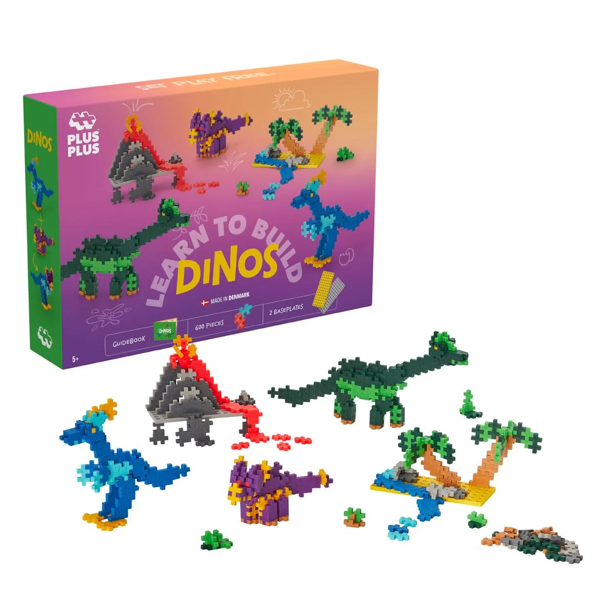 PLUS PLUS - Kit scoperta Dinosauri da 600 pezzi - Gioco di costruzione - PP3918, 3918