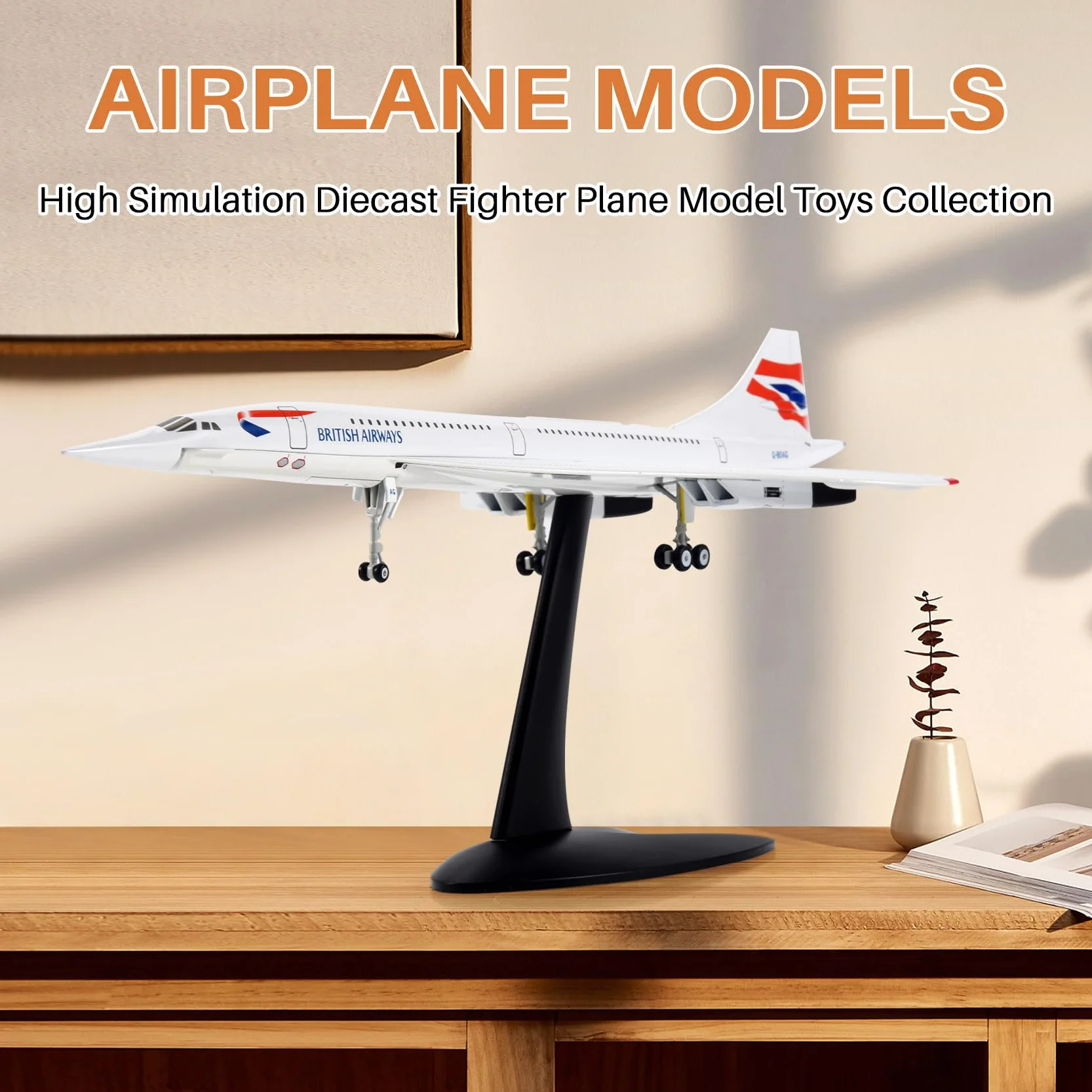 1/200 Concorde Suono Passeggero Aereo Air British Airway Modello per la Collezione Display