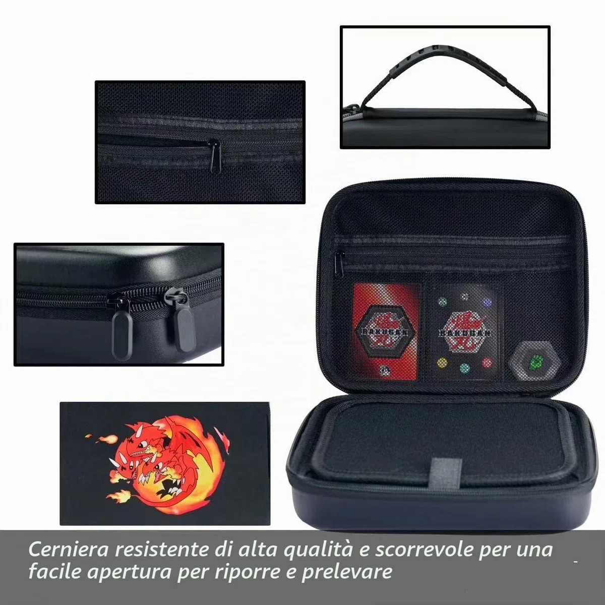 Giocattolo Organizzatore Custodia Compatibile con Figure Bakugan, BakuCores e Figure Fighter, Mini Giocattolo Contenitore Custodia (20 tasche, Nero) (Senza giocattoli)