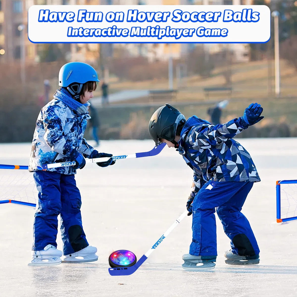 Pallone Calcio Fluttuante - 3-in-1 Air Hover Calcio con Luci LED Paracolpi in Bchiuma Floating Air Soccer Giocattoli Sportivi Esterni Indoor per Ragazzi Ragazze Bimbi 3 4 5 6 7 8-12 Anni
