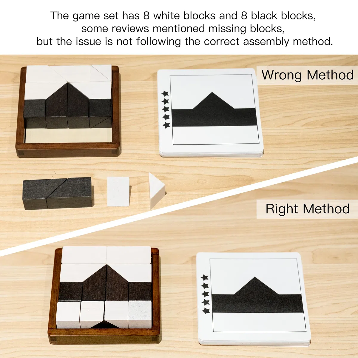 Gioco di puzzle con blocchi nascosti in legno, 80 sfide cerebrali, con scatola in legno massello e pezzi bianchi e neri deluxe, gioco da tavolo con logica 3D e pensiero spaziale, perfetto per