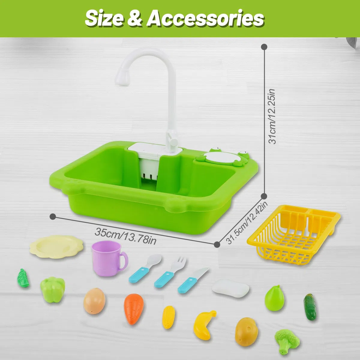 Lavello da cucina giocattolo con acqua corrente, giocattolo da cucina per bambini con acqua riciclata rubinetto e lavandino, regalo per ragazze e ragazzi bambini dai 3+