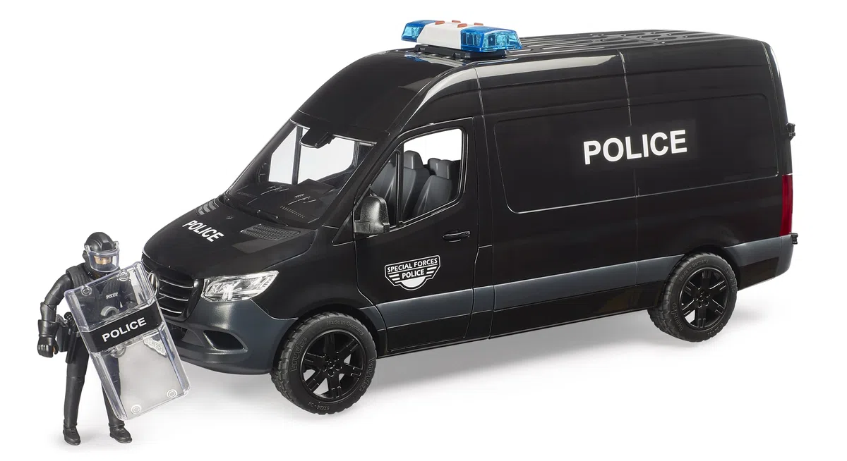 bruder 02685 - MB Sprinter Polizia Forze Speciali con personaggio - Veicolo, auto della polizia, intervento, unità speciale, giocattolo