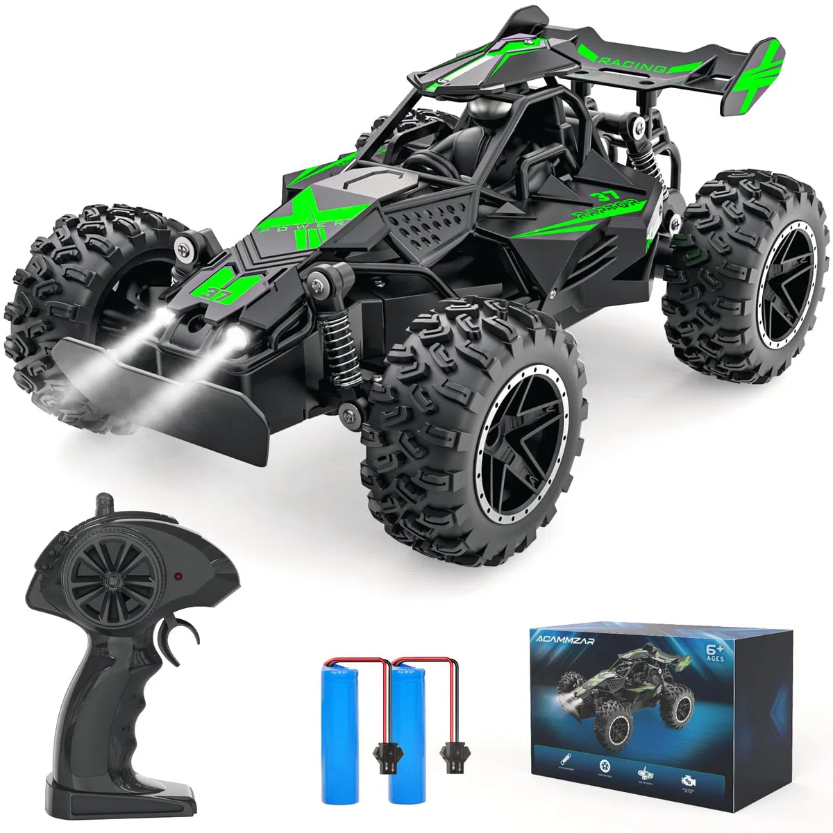 ACAMMZAR Macchina Telecomandata per Bambini, 1:18 20+KM/H Off Road Monster RC Truck, RC Auto Telecomandate per Anni e Adulti, Verde