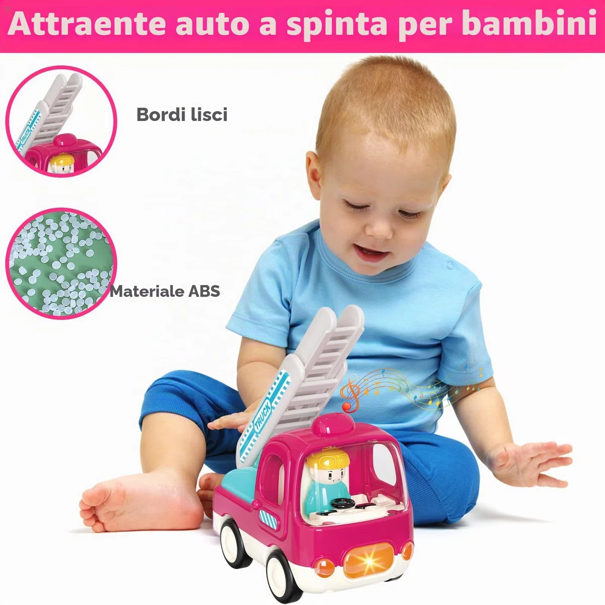 Yerloa Camion Pompieri Giocattolo Giochi Bambini 1 2 3 4 Anni Ragazzi e Ragazze Con Suoni e Luci, Camion Macchinine Per Bambini Giocattolo