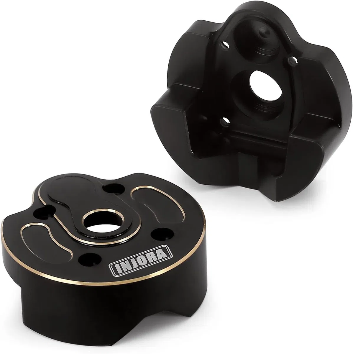 INJORA RC Ottone Copertura Portale 2pz Portale Rivestimento Nero Tappo Snodo Sterzo Upgrade Part per RC Crawler Axial SCX10 III AXI03007 AXI03004 Parte di Aggiornamento