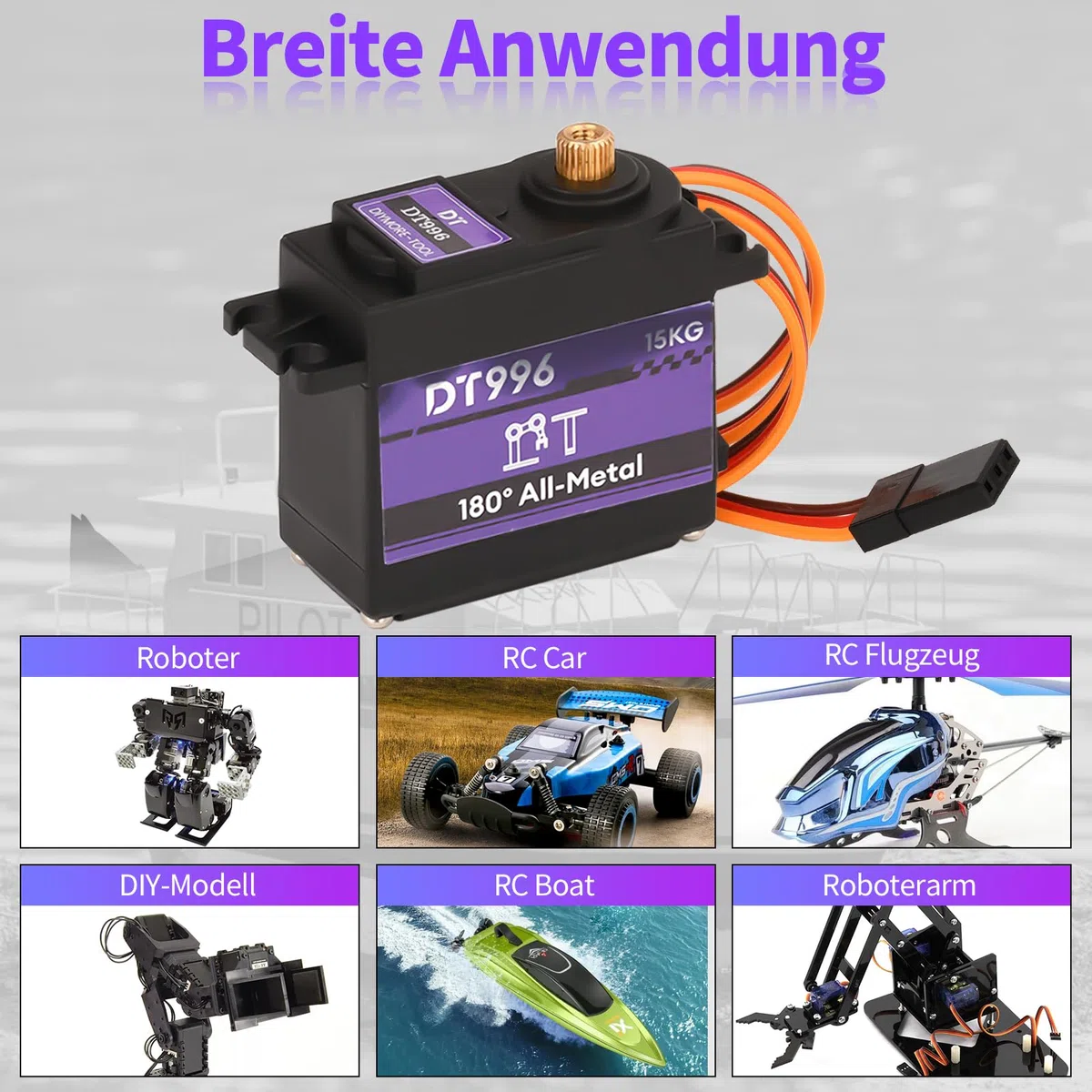 15kg Digital Servo mit Hohem Drehmoment Metallgetriebe RC Servomotor,6V,180°,für RC Car 1/10 1/8 Aircraft Boat Robot Helicopter[5PCS]