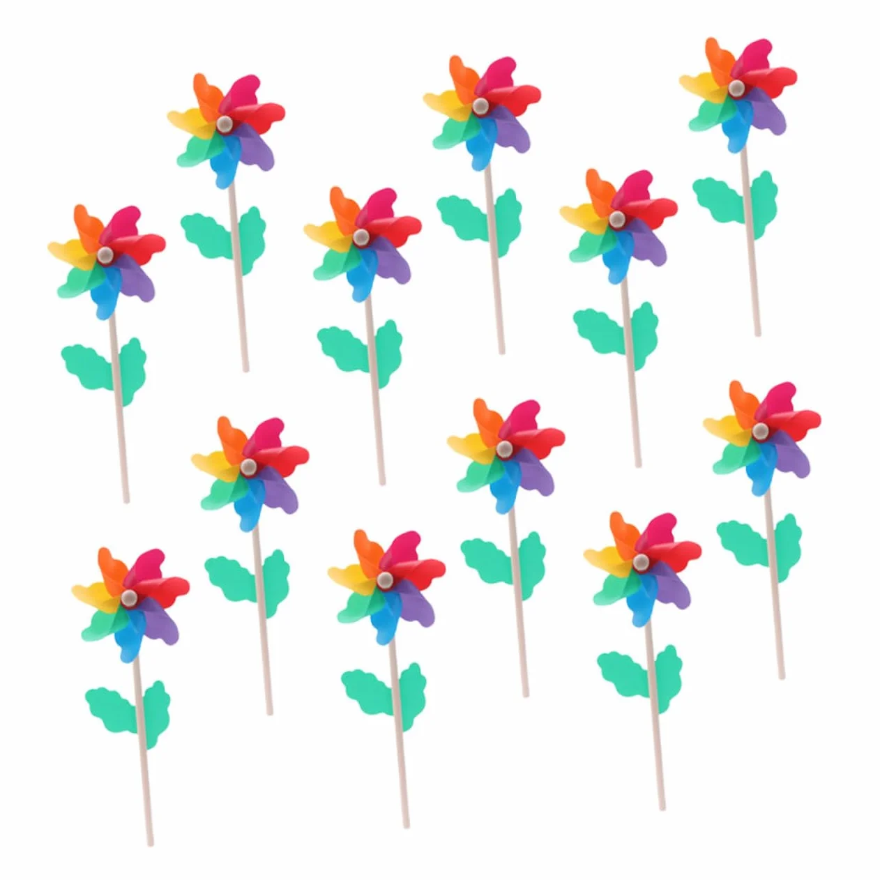 12 Pezzi Girandole Per Bambini Da Giardino Girandole Di Plastica Arcobaleno Mulini A Decorazioni Per Bambini