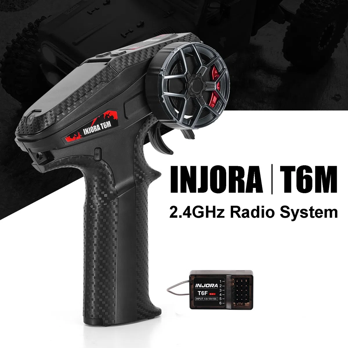 INJORA INT-T6M Trasmettitore Digitale Micro 2.4GHz con Controllo Remoto e Ricevitore 6CH per TRX4M SCX24 Auto RC 1/24 1/18(T6M)