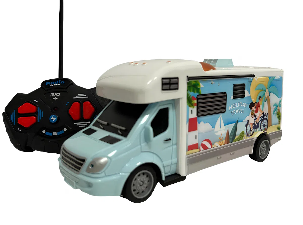 Camper Giocattolo Telecomandato con Luci Scala 1:32 per Bambini Motorhome Radiocomando Camion Telecomandato con Luci Ruote Gommate Modellino Camper Touringcar Auto Caravan Roulotte Giocattolo Pulmino