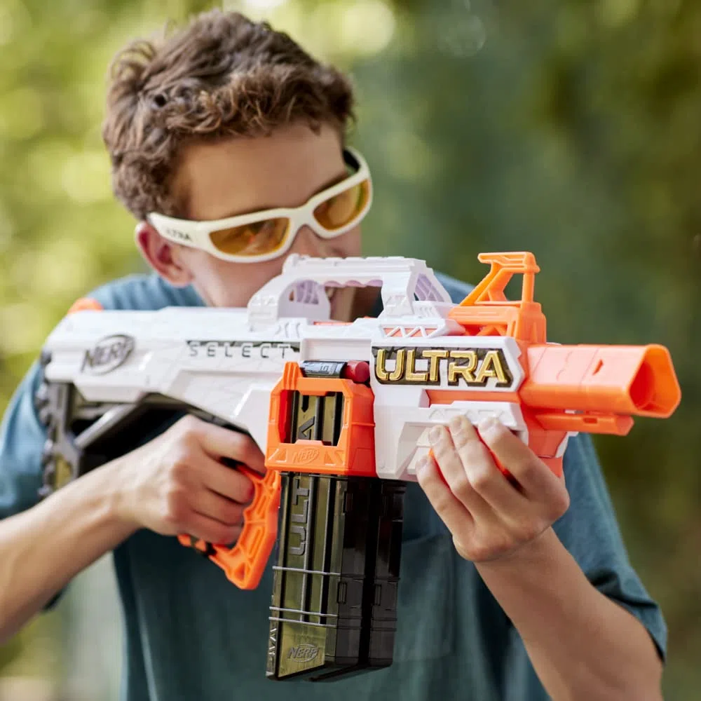 NERF Ultra Select, blaster, distanza o colpi di precisione, con riviste e freccette, compatibile solo con freccette NERF Ultra