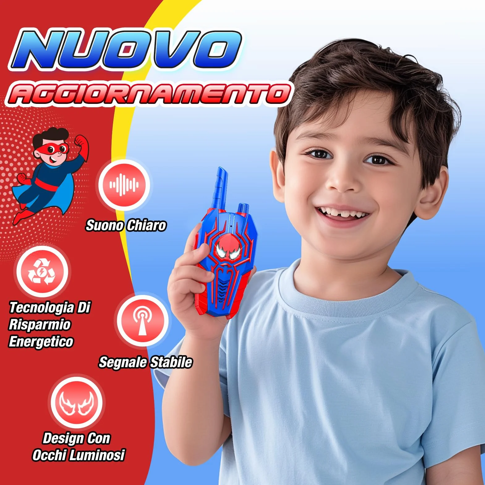 Giocattoli a partire da 3 4 5 6 7 8 9 10 anni Ragazzo, Walkie Talkie Bambini Regalo Ragazzo 3-10 Anni Giocattoli per All'aperto Woki Toki Giocattolo da Giardino Bambini Regalo di Compleanno