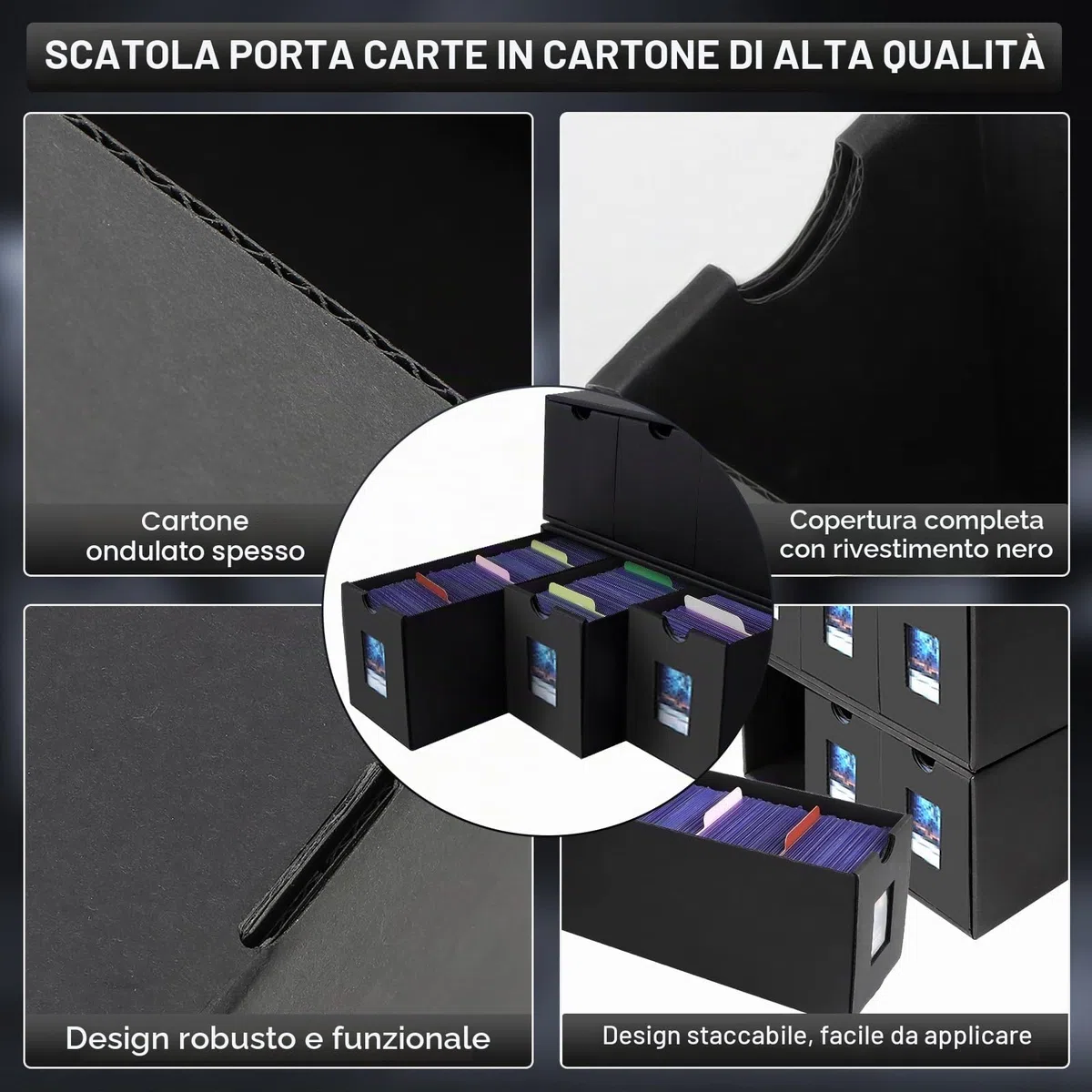 Deck Box per 10800+ Carte, Scatola Porta Carte per MTG con 72 Separatori, Porta Deck con Etichette, Trading Card Box Assemblaggio Libero, per TCG PTCG Yugioh e Carte Sportive
