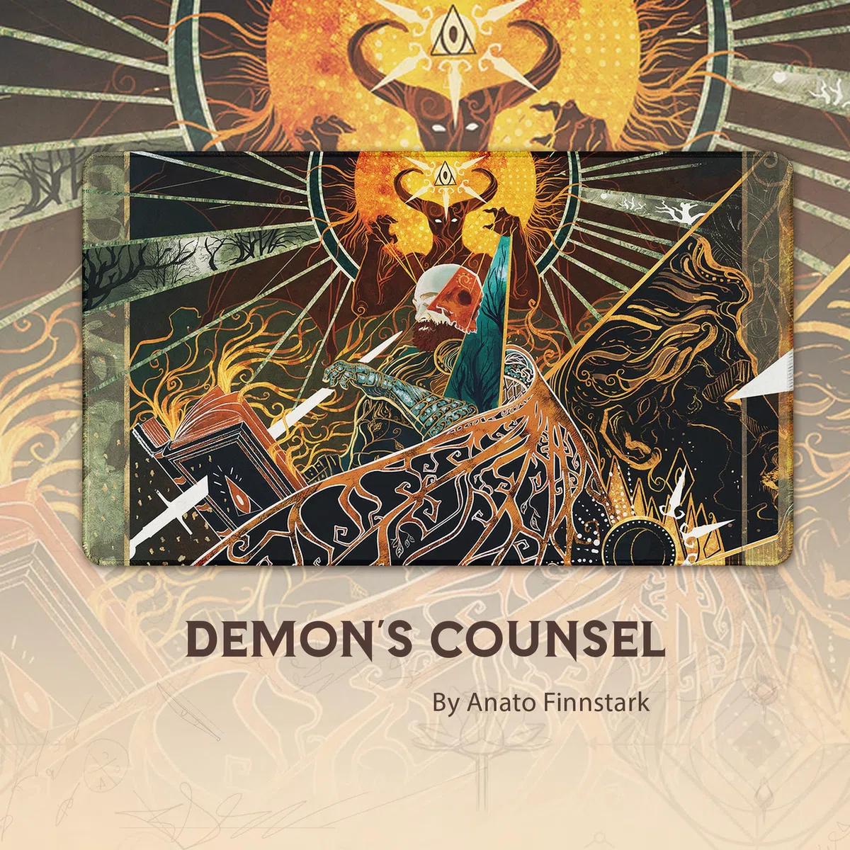 Demonic Tutor (Bordi cuciti) - Tappetino da Gioco MTG di Anato Finnstark - Compatibile con Tappetino da Gioco Magic The Gathering - Gioca a MTG, YuGiOh, TCG - Disegni Originali