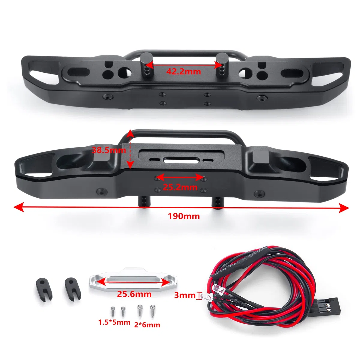 Runup Paraurti anteriore in metallo con luci a LED per Axial SCX10 III AXI03006 Gladiator AXI03007 Wrangler 1/10 RC Crawler Auto