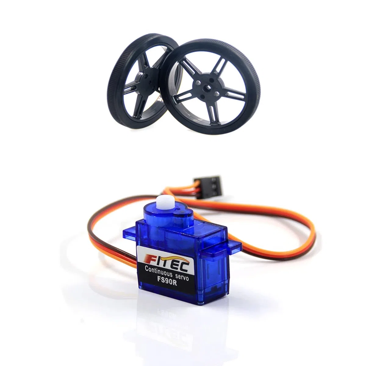 Feetech FS90R - Micro servomotore a rotazione continua a 360 gradi + ruota RC per Arduino Micro:bit (confezione da 4)