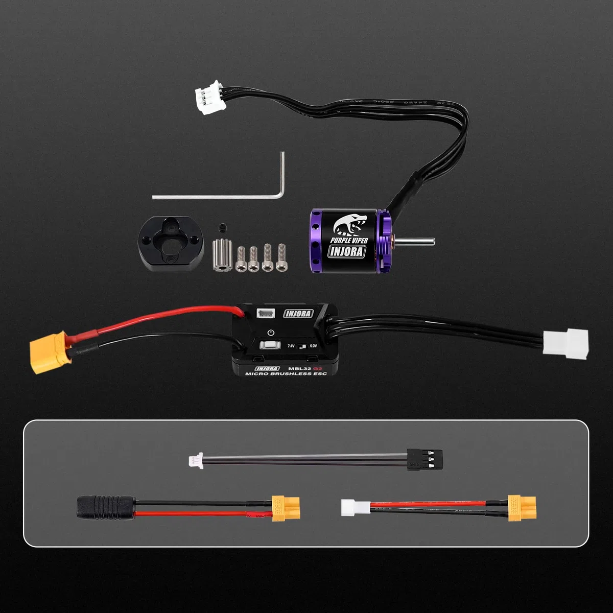 INJORA MBL32 G2 ESC Brushless Impermeabile & Motore Outrunner 1721 Purple Viper per 1/18 TRX4M Ascent-18