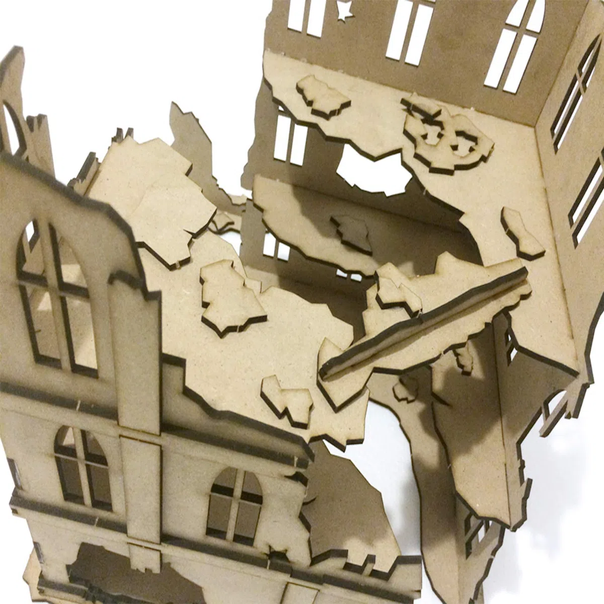 Urban Ruins 02 - Set di Elementi scenici di Città in rovina per Miniature in Scala 28mm/35mm - Tabletop Miniatures wargame 3D Scenery Terrain - MDF 3mm