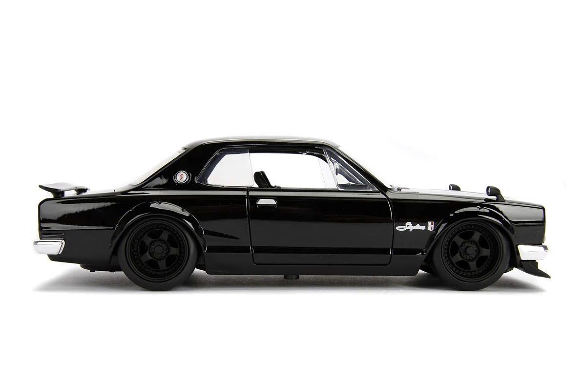 Jada - Fast and Furious Brian's Nissan Skyline GT-R 2000 1971, 253203004, +8 anni, Die-cast, in scala 1:24, parti apribili, con Spoiler, sistema a ruota libera