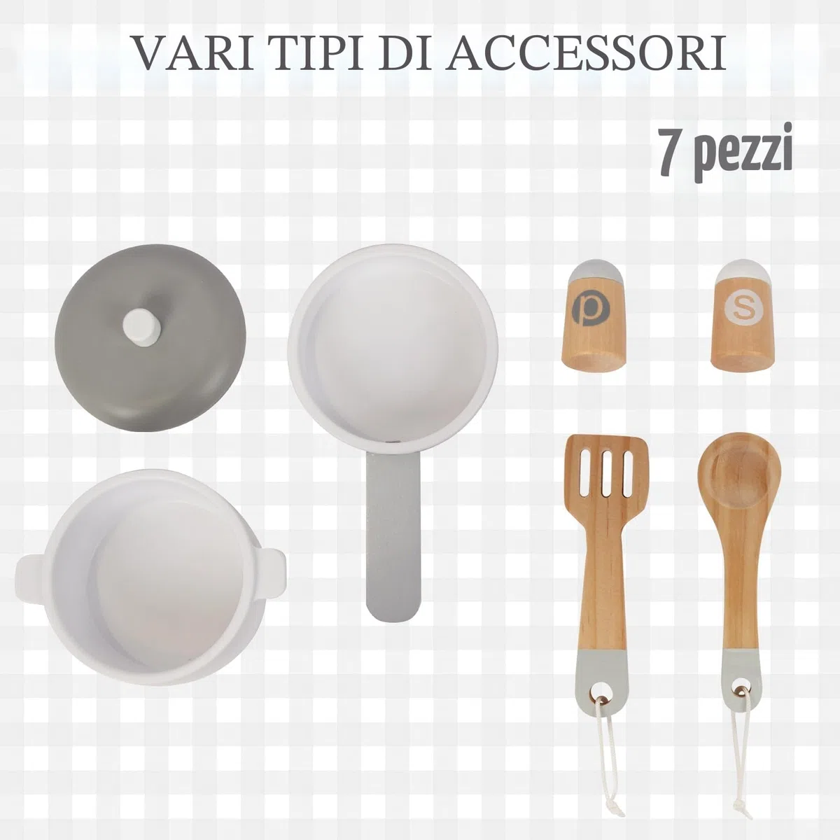 WOODENFUN Cucina giochi per bambini 3-8, in legno per bambini che giocano cucina Playset Chef Pretend Play Set per bambini piccoli, giocattoli da cucina regali per ragazzi ragazze (bianco)