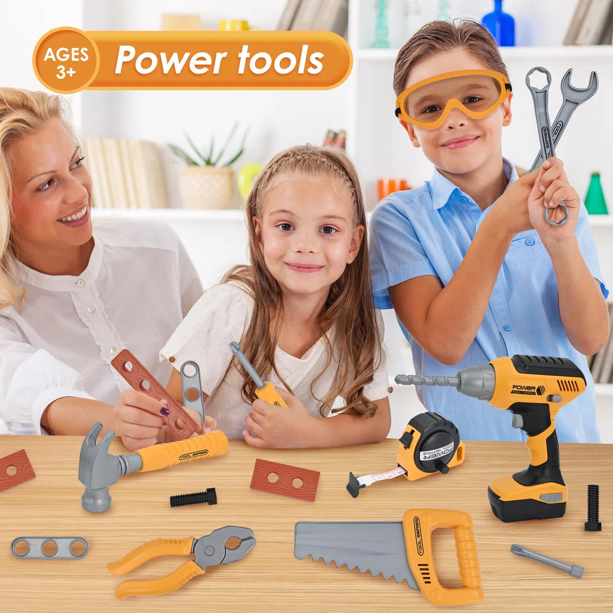 Tool 37 attrezzi da lavoro giocattolo per bambini, con trapano, imitazione, gioco educativo di compleanno, regalo di Natale per bambini, 3-7 anni