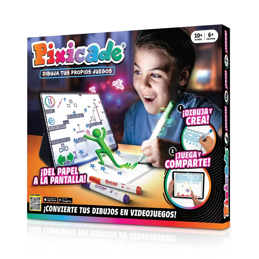 PIXICADE — Trasforma il tuo disegno in videogioco in 30 secondi| Kit creativo per bambini + App | Facile, educativo e divertente