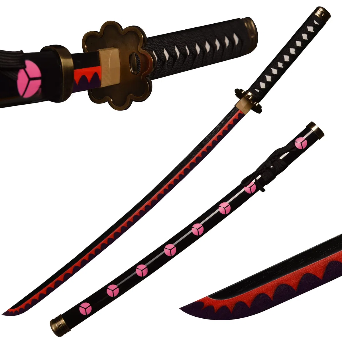 Roronoa Zoro Spada 100cm Spada di Legno, Katana in Legno Anime Giapponese, Cosplay Sword-shisui