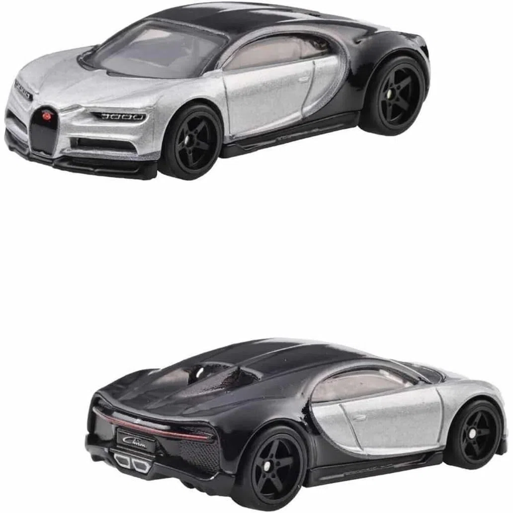 BUGATTI SET 2X VEYRON 2009 + BUGATTI CHIRON 2016 BLACK SILVER