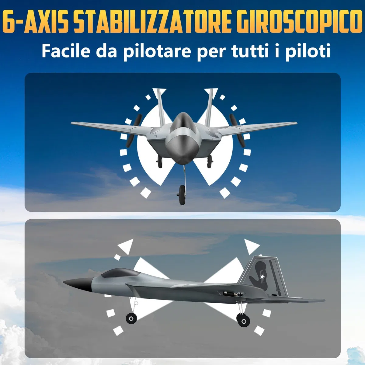 HAWK'S WORK Aereo Telecomandato 2 CH, F-22 Può Volare Subito, Aereo telecomandato a 2,4 GHz, Adatto a Bambini e Principianti, Aliante Volante Telecomandato
