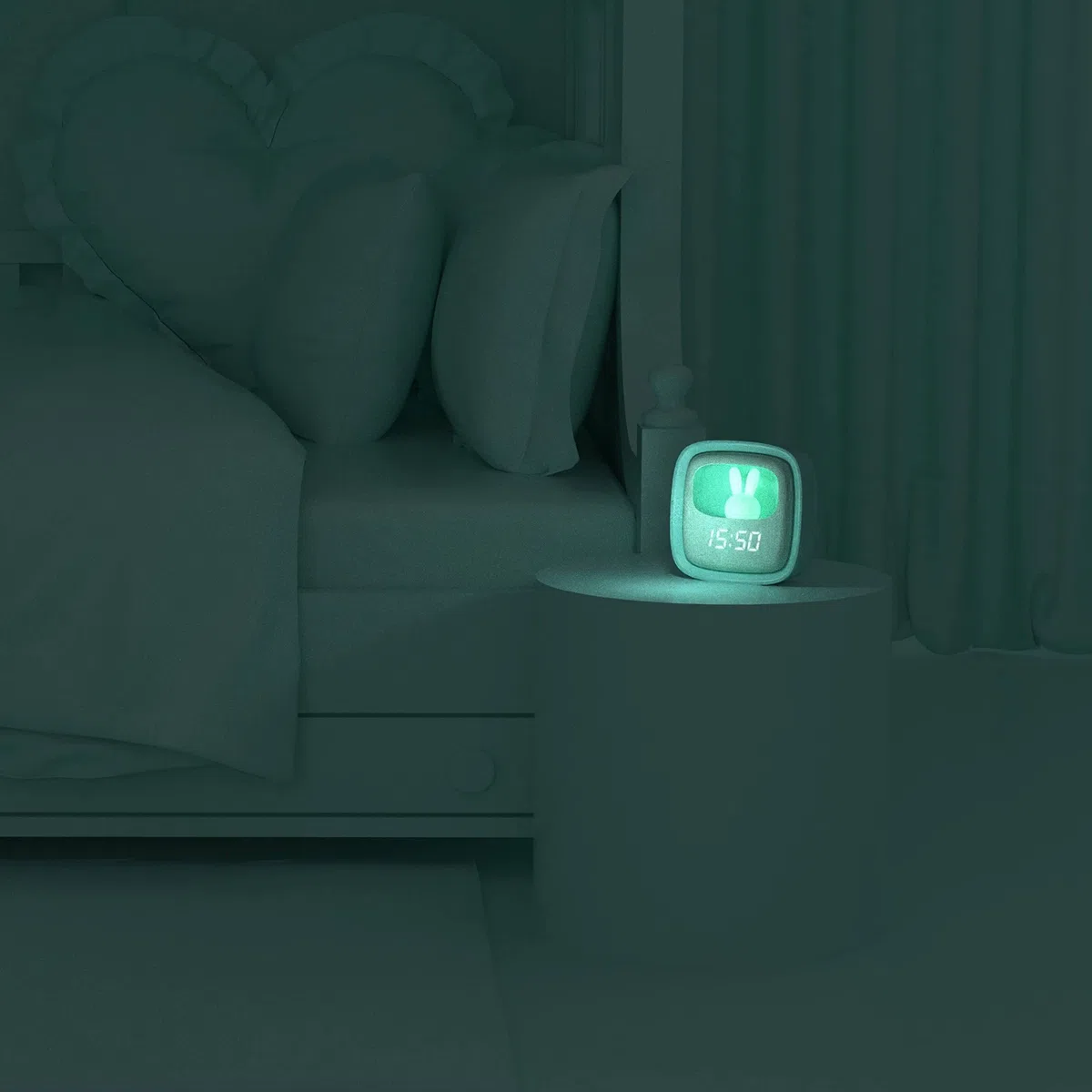 Sveglia Digitale per Bambini e Lampada Billy Clock con Coniglietto Soft Touch - Sveglia Comodino con Data, Ora e 3 Allarmi - Luminosità Regolabile - Blu - MOB