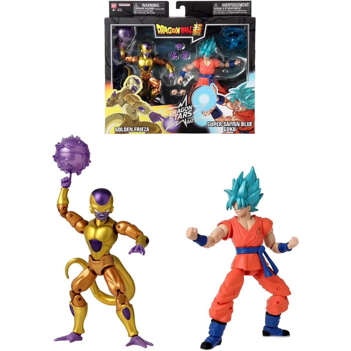 BANDAI Dragon Ball Super Figure Dragon Stars 17 cm - Battle Pack - Golden Freezer vs Super Saiyan Blue Goku - Confezione da 2 Figure articolate - Giocattolo per Bambini dai 4 Anni in su - 37169