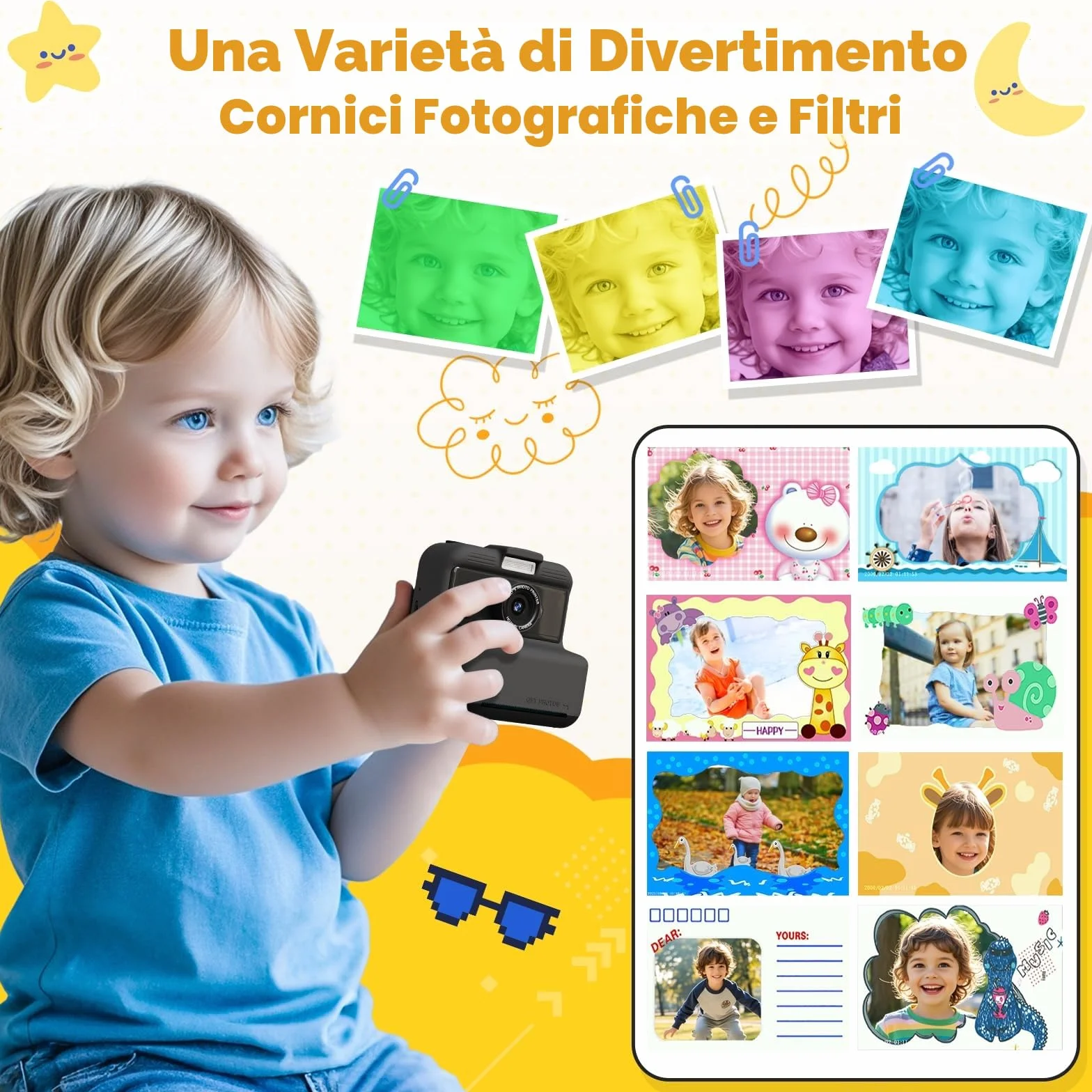 CAMCLID Macchina Fotografica Istantanea Bambini 48MP 2,5 UHD 3,0 Pollici con Scheda 32GB Nero