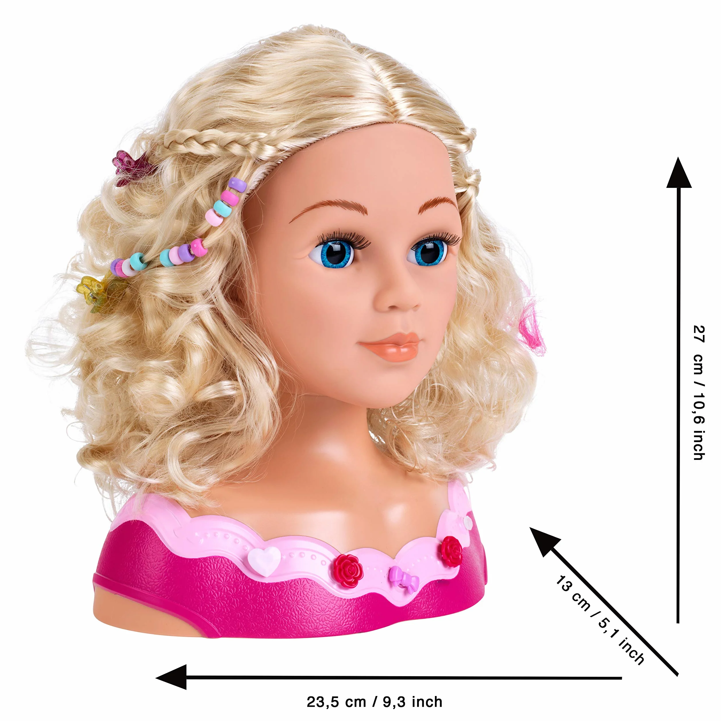 Theo Klein 5392 Busto per Trucco e acconciatura Emma, Include Cosmetici a Forma di Cuore e Accessori per Capelli, Capelli Lavabili e pettinabili, Giocattolo per Bambini dai 3 Anni in su