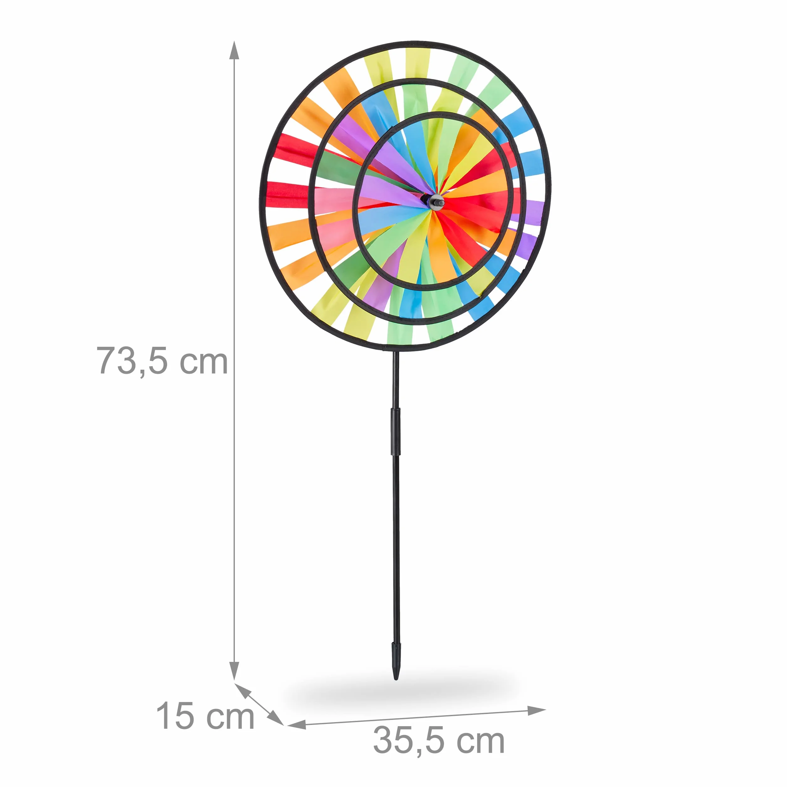 Relaxdays Girandola, per Aiuole, Design Arcobaleno, per Bambini, da Outdoor, HLP: 73,5 x 35,5 x 15 cm, Colorato