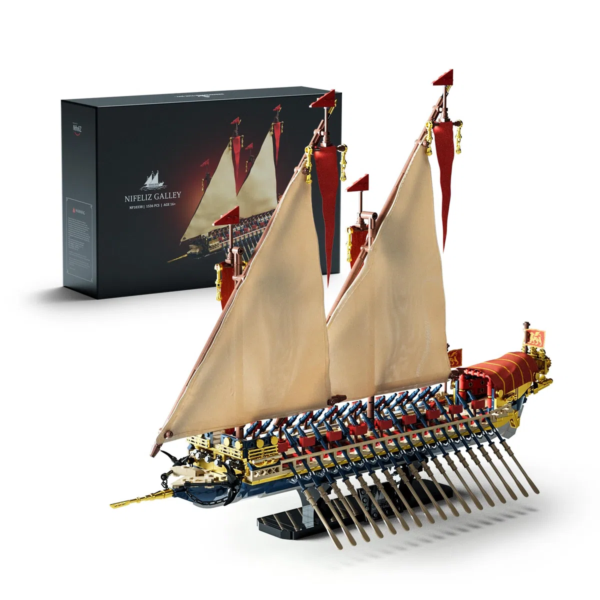 Nifeliz Kit di Costruzione della Nave a Vela Galea per Adulti, Modello di Nave Ammiraglia in Stile Galeazza per Esposizione e Collezione, Regalo per Appassionati di Navi (1.536 Pezzi, NF10338)