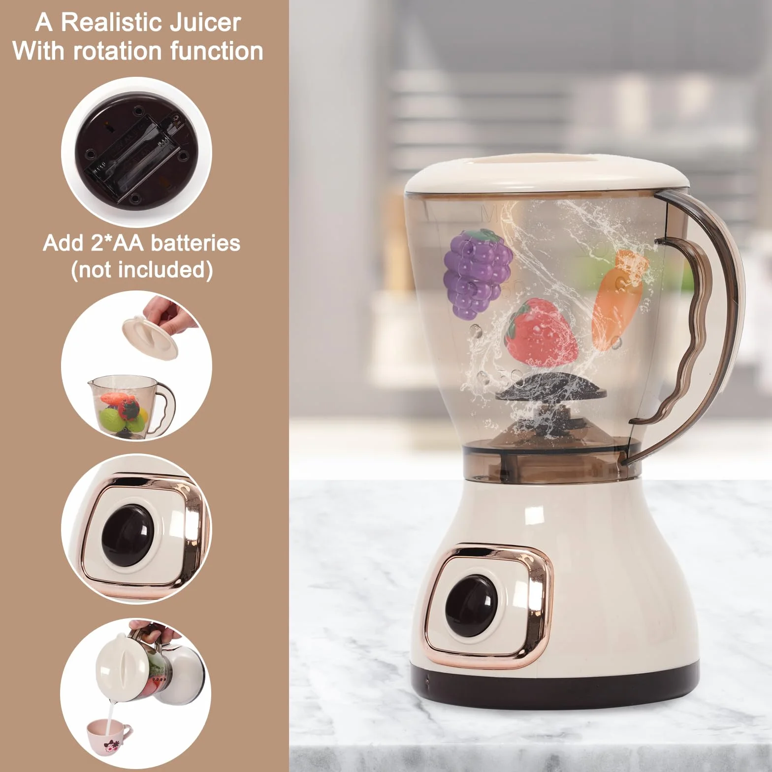 Accessori Cucina Bambini, Set di Elettrodomestici da Cucina Giocattolo per Bambini, Macchina da Caffè, Frullatore, Mixer, Tostapane con Luci e Suoni, Gioco di Ruolo Regalo per Ragazzi e Ragazze 3+Anni