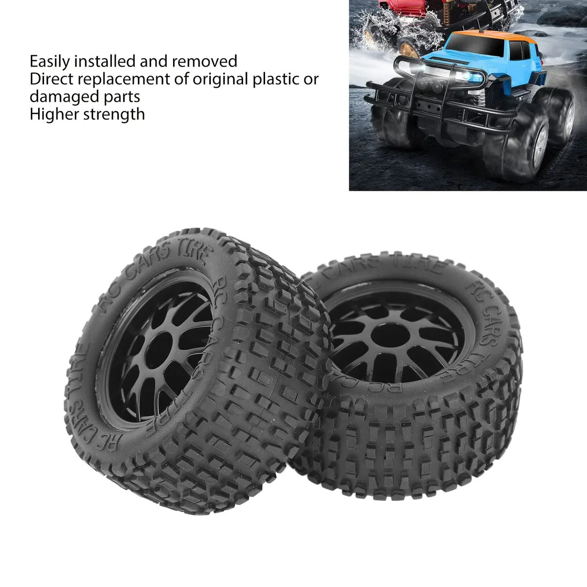 Ruota per Camion RC, 4 Pezzi Ammortizzazione Forte Pneumatici RC Ecologici Struttura Irregolare Presa Eccellente per 1:14 1:16 1:18