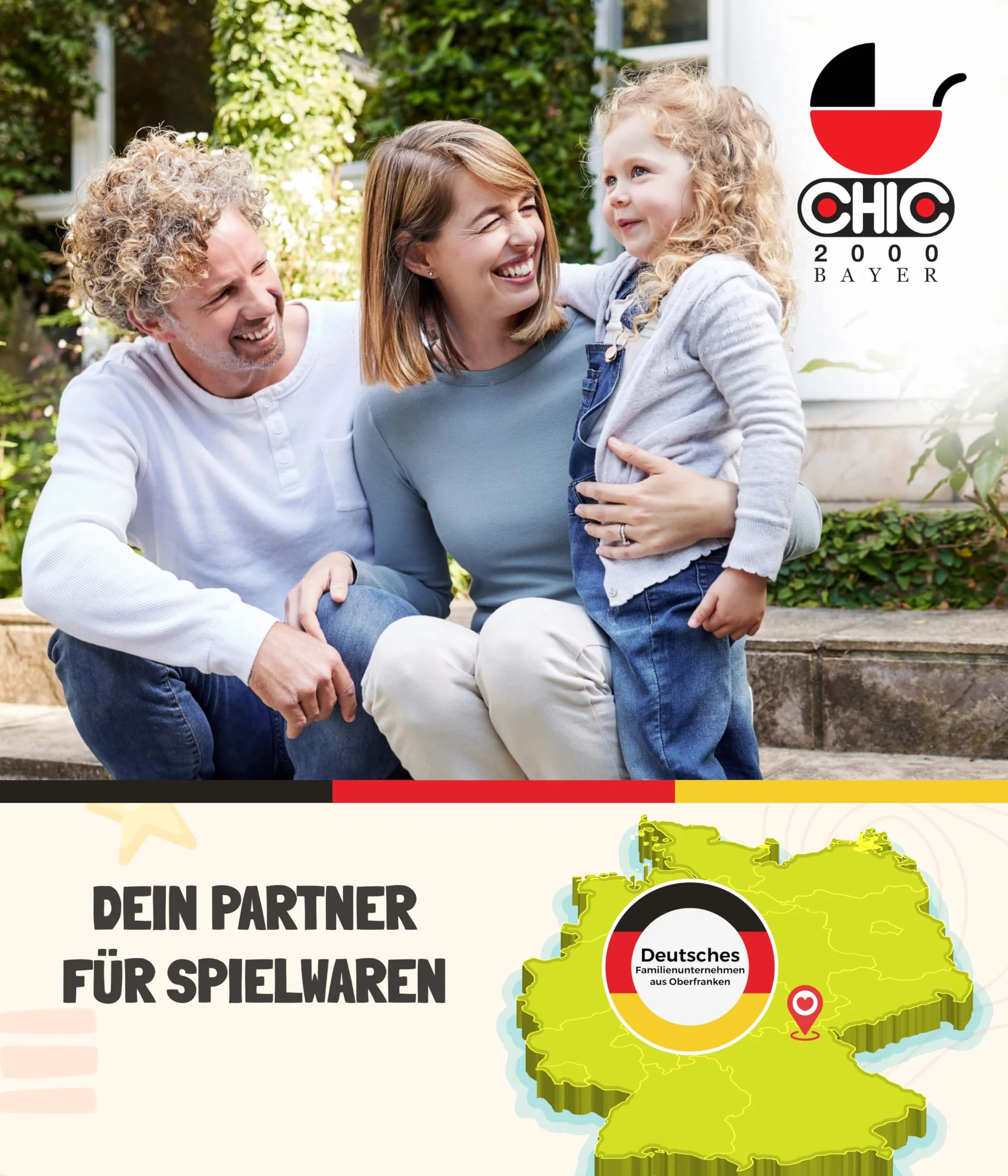 Bayer Chic 2000 Passeggino combinato 3 in 1 Linus – Butterfly Corallo – pieghevole, manico regolabile in altezza 47 – 78 cm, con seggiolino auto – Bambole fino a 52 cm, 4 – 8 J