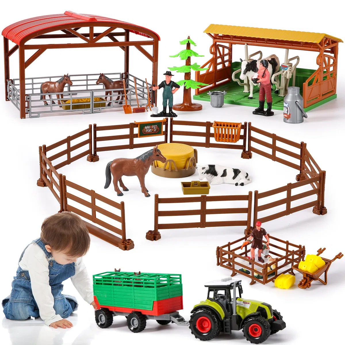 Herenear Animali Fattoria, Realistico Animali Giocattolo, Giocattoli Figure di Animali da Fattoria, Giochi Educativo Regalo per Bambini3+ Anni