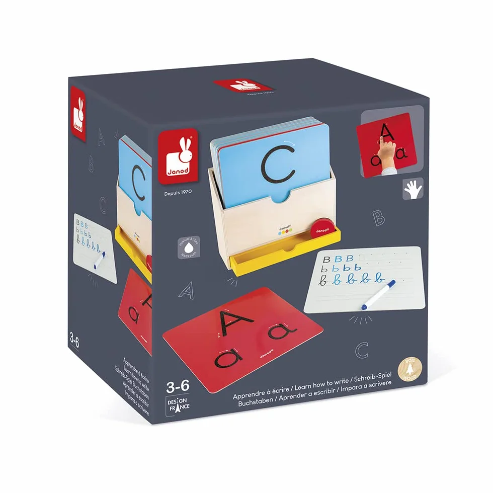 Janod - Essentiel - Imparare a Scrivere - Gioco Educativo in Legno per La Prima Infanzia - Apprendimento delle Lettere e della Lettura - Pittura Ad Acqua - da 3 Anni, J05074