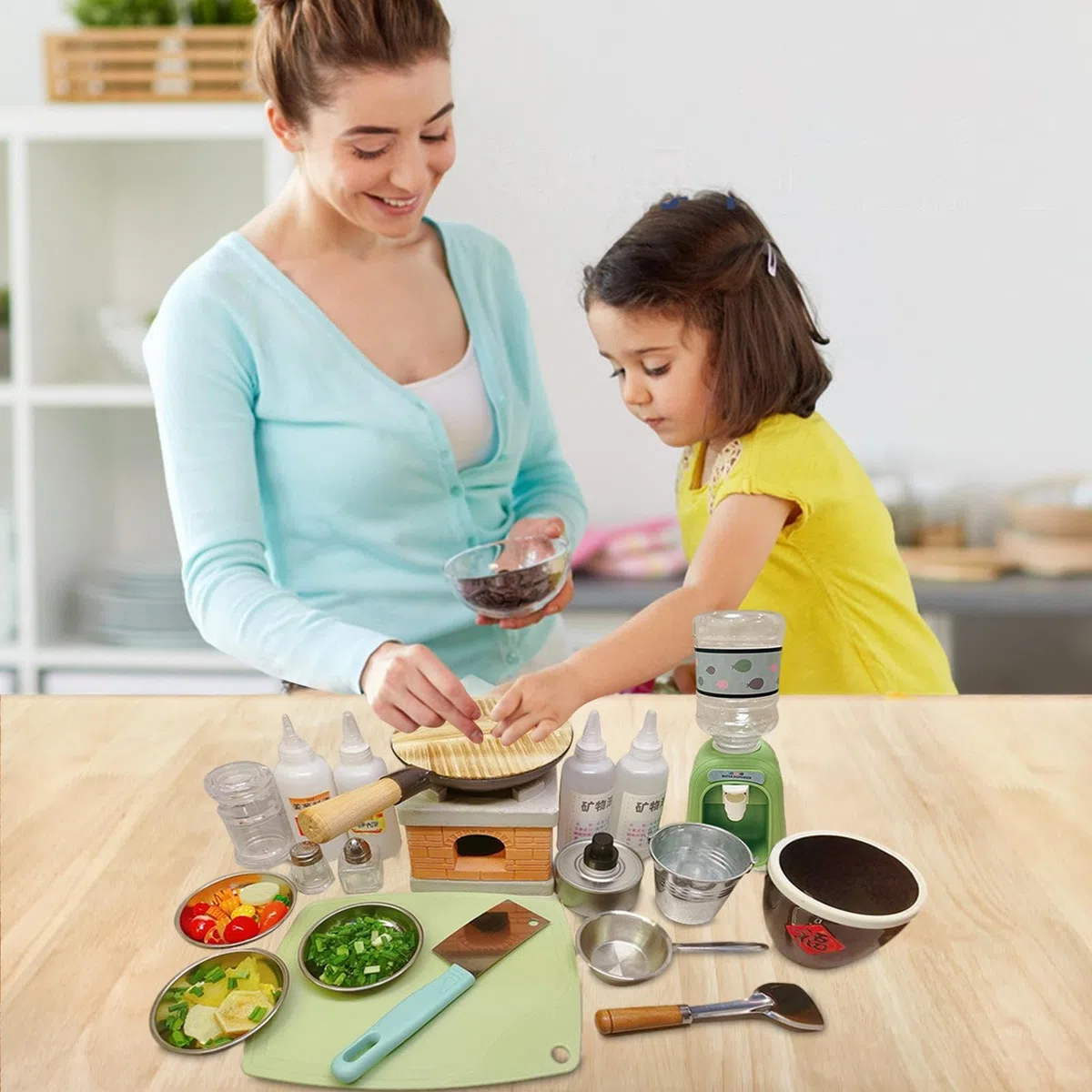 Set Di Cucina Mini Vero | Strumenti Educativi Per Cucina E Utensili Per Cucinare Reale | Fornello In Miniatura Attrezzi Per Cibo Reale Bottiglie Per Condimenti | per Bambini