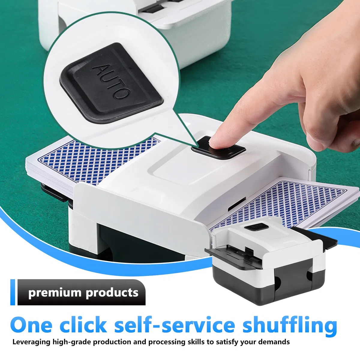 Mixer per carte elettrico, automatico per 1-2 mazzi, miscelatore elettrico con 2000 mAh ricaricabile, auto compatibile con poker, UNO, max 9,8 x 6,5 cm