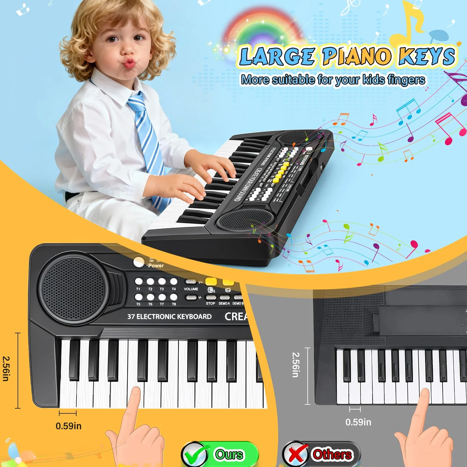 m zimoon Pianola Bambini 37 Tastiera Elettronica Musicale con Microfono, Pianola per Bambini Media Portatile Multifunzione, Music Giocattolo Educativo Regalo per 3 4 5 6 7 8 Ragazzi Ragazze