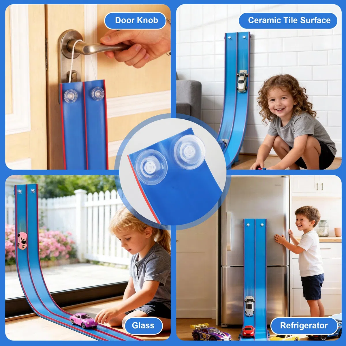 Set di piste da corsa flessibili da 4,5 metri per bambini, pista flessibile per bambini, Hot Wheels, pista da corsa portatile Hot Wheels con doppia rampa, adatta ai bambini